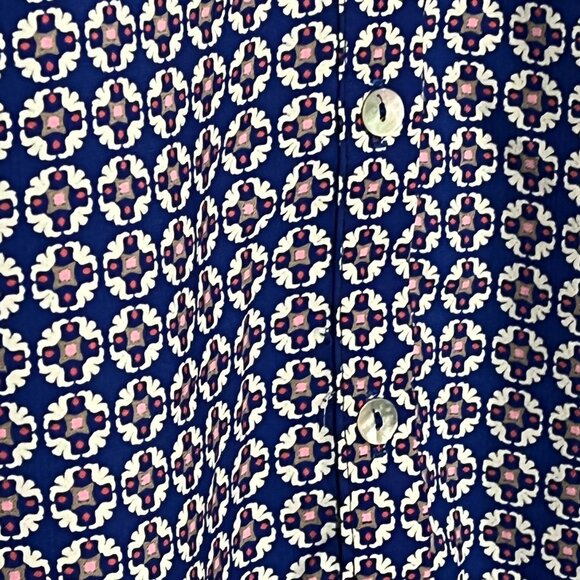 Peach Love California Boho Blue Mini Dress Puff Sleeve Border Print Small - Picture 8 of 12